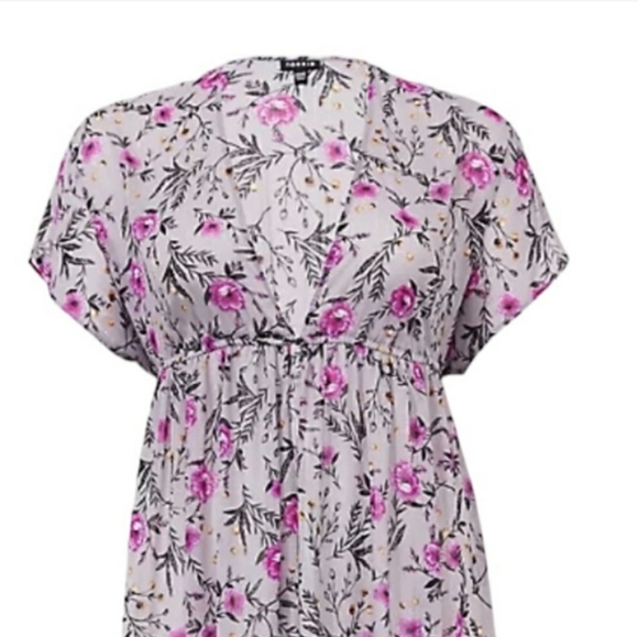 Torrid Grey Floral Lurex Duster Kimono - Picture 6 of 12